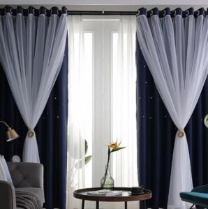 ستائر بلاك اوت مع شيفون | دليلك لاختيار أفضل الأنواع 2 ستائر بلاك اوت مع شيفون مودرن